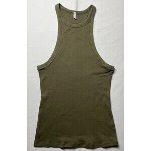 Free People Intimately Womens Olive Racerback Strap Ribbed Tank Top Size L